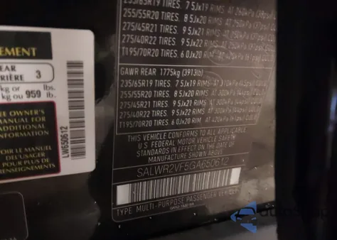 2016 Land Rover Range Rover Sport 3.0L V6 Supercharged Hse z USA, uszkodzony, nr VIN SALWR2VF5GA650612